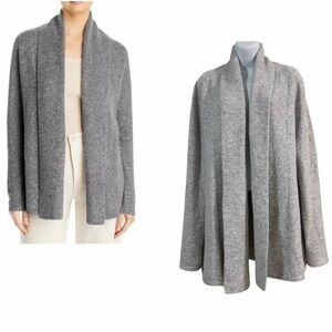 Karen Kane Heather Gray Open Front Cardigan Size Large Shawl Collar Layering